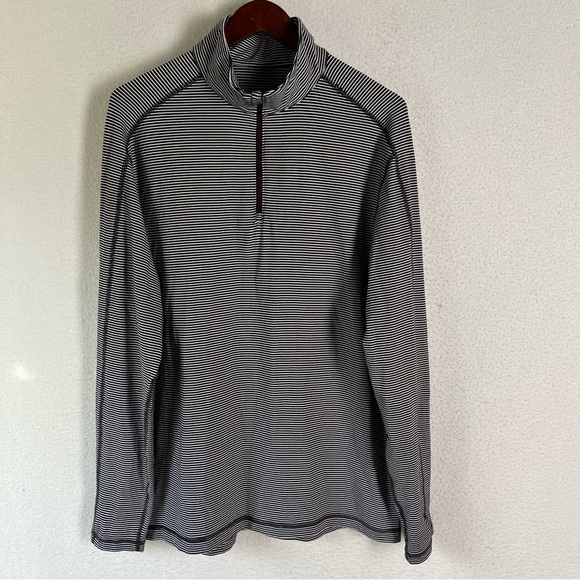 lululemon athletica Other - Lululemon Surge Warm Half Zip Mens Large Mini Pop Black White Stripe Tech Shirt
